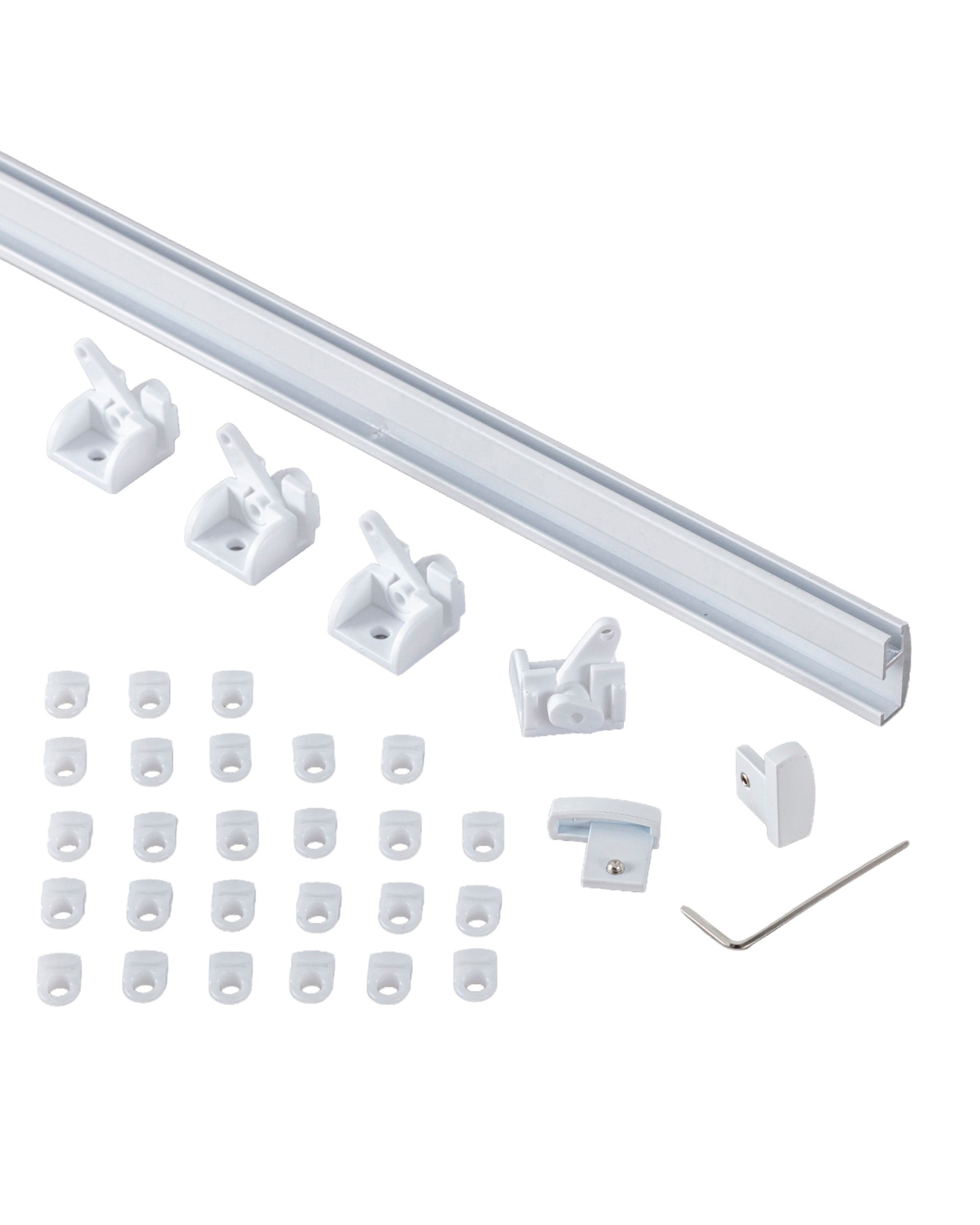 Premium aliumininis viengubas lubų bėgelis 210 cm baltas - komplektas ​ (hover)