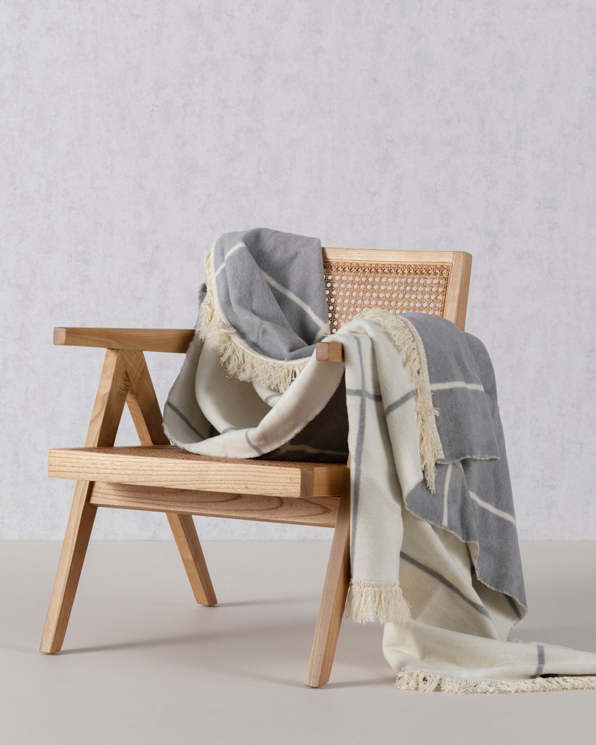 Pledas Cotton Cloud 150x200 Grey&Ecru Check