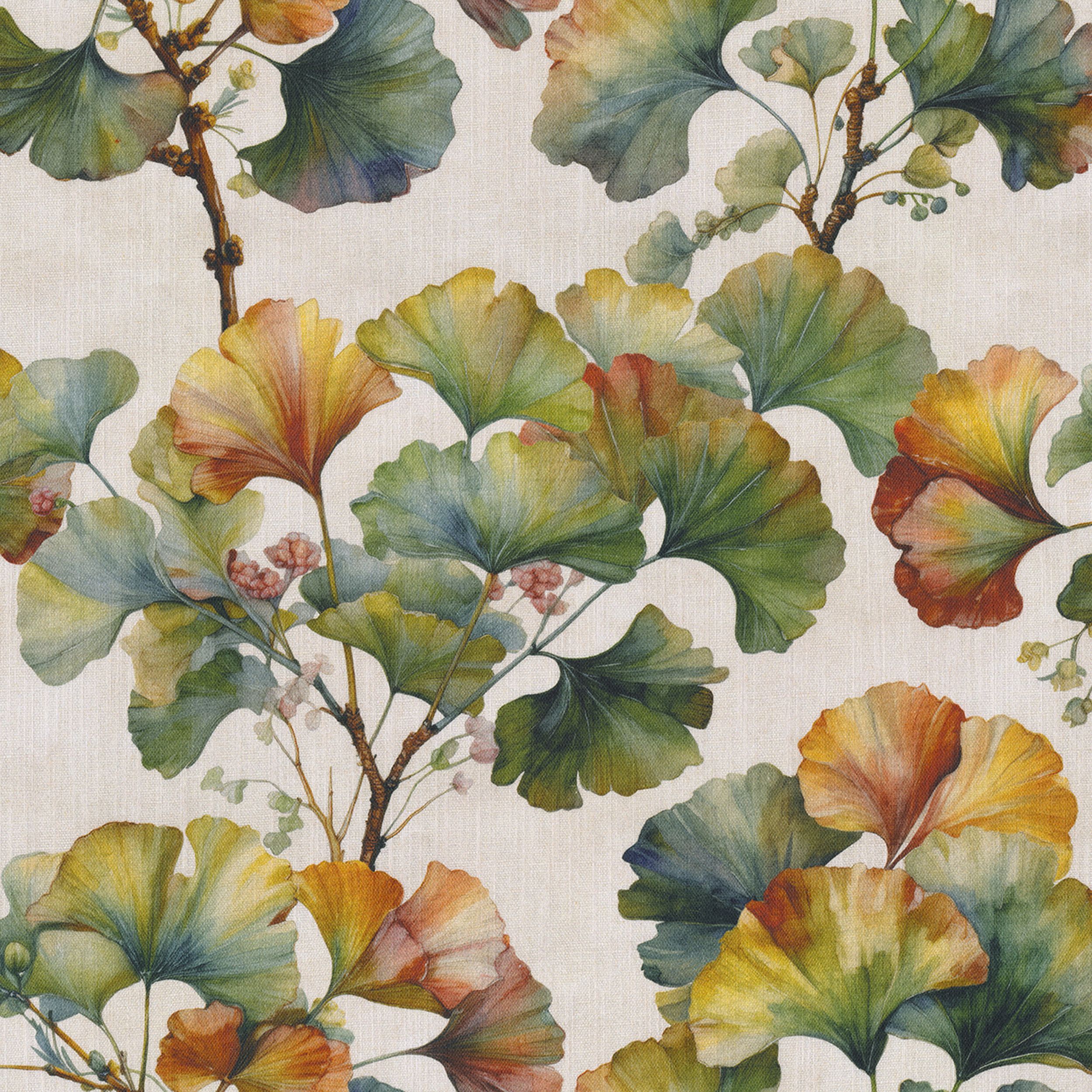 Botanic Viscose 145-18 daugiaspalvės gėlės baltame fone