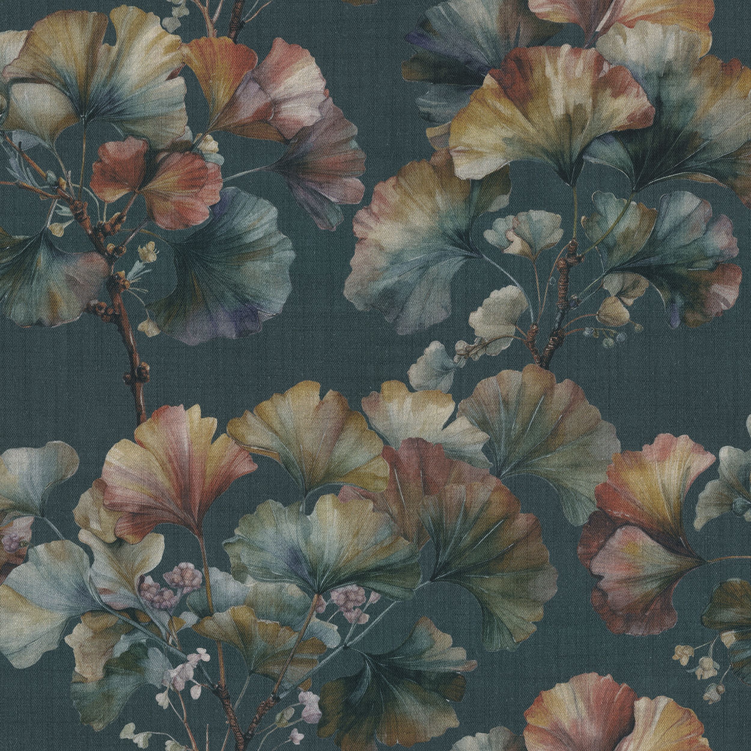 Botanic Viscose 145-24 lapai tamsiai mėlyname fone